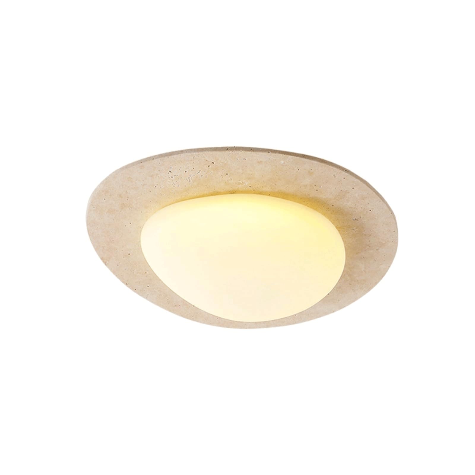 PLQWUJD Exquisite Chandelier Natural Ceiling Light Fixture Ceiling Lamp Yellow Travertine Close to Ceiling Light LED Flush Mount Lighting Stone Chandelier(58cm)