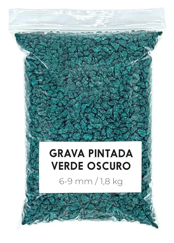 Landare Grava Verde 1,8Kg - Piedras de Colores Decorativas - Piedras Colores - Piedras Decorativas - Piedras Decorativas para Jarrones - Piedras para Macetas (6-9 mm) (Verde Oscura)
