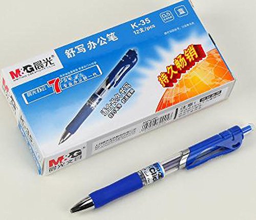 12 pcs M & G K-35 0,5 mm Roller Gel bolígrafo retráctil escritura suave, color azul