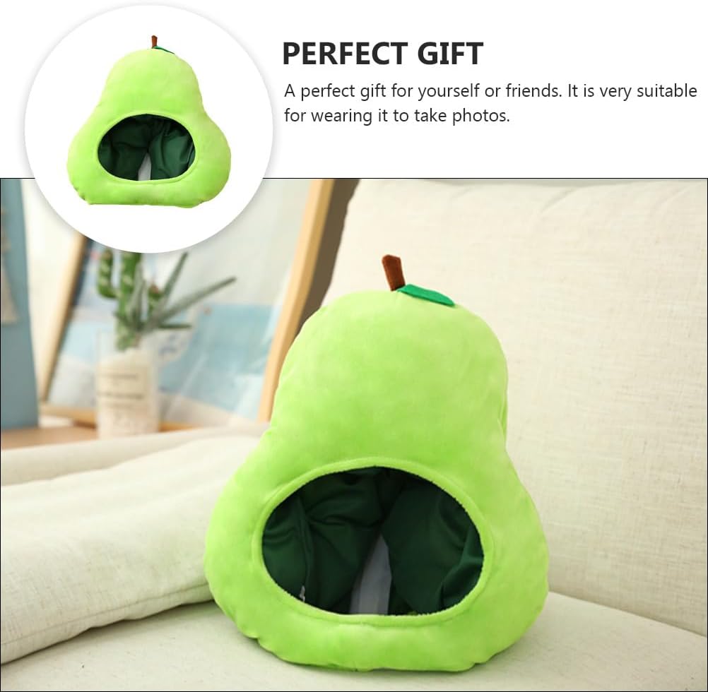 Mobestech Pear Head Cover Toy Lightweight Fruit-Shaped Party Hat Photo Prop for Adults Kids Fun Event Accessory