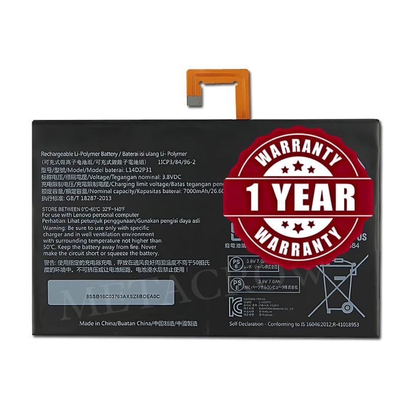 Image of Original L14D2P31 Battery Compatible for Lenovo Tab 2 (A10-70, A10-70F, A10-70L) - (7000mAh) - 1 Year Warranty JK1