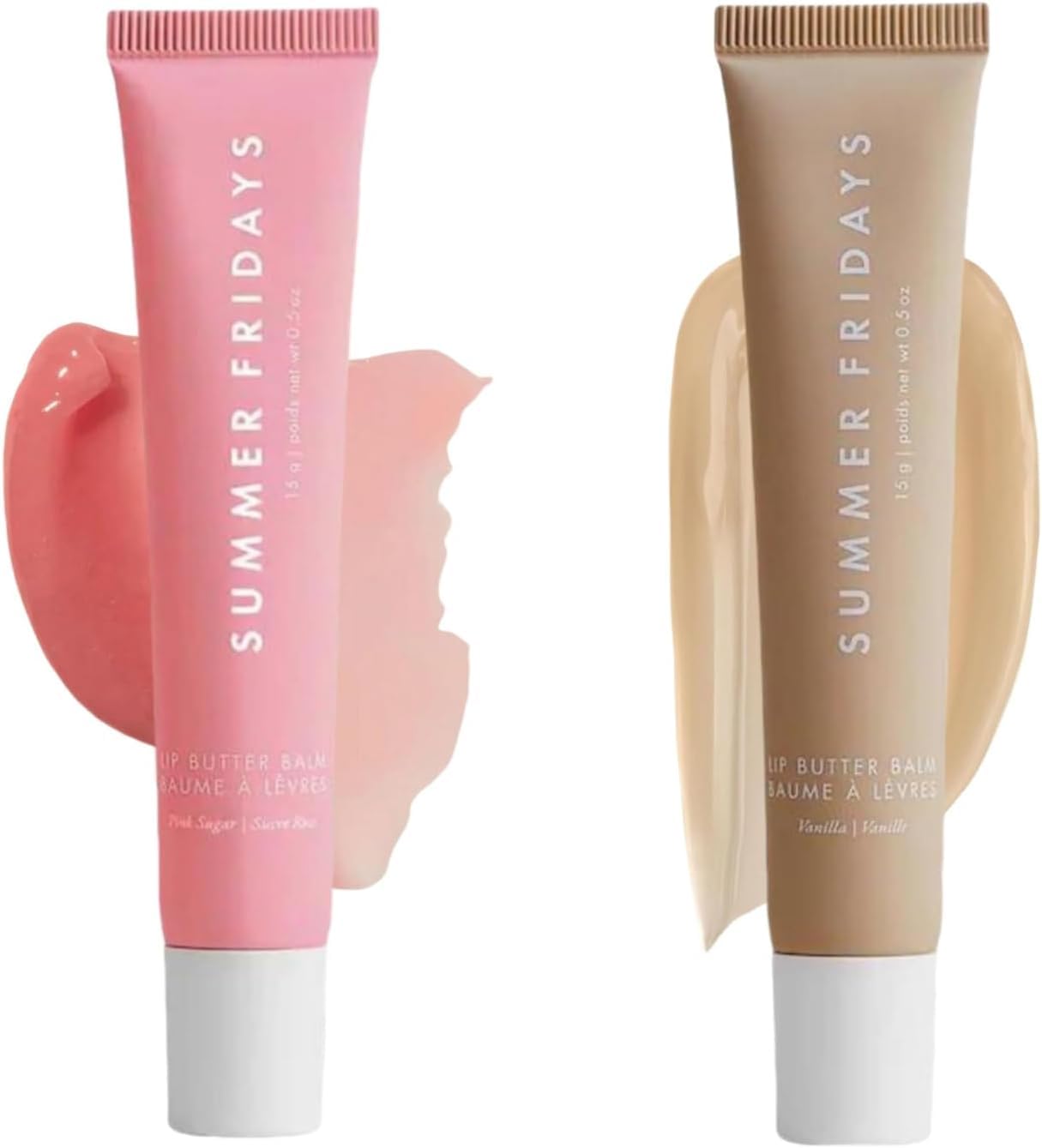 Summer Fridayss Lip Butter Balm, Summer Friday Lip Butter Balm, Nourishing Lip Mask for Instant Moisture, Shine and Hydration, Tinted, Naturally Moisturizes (Pink Sugar+Vanilla)