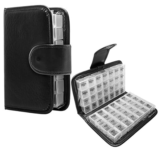 Simply Genius Black 14 Day Daily Pill Organizer, Portable Locking Travel Case Doses Dispenser, AM/PM, Day & Night, Weekly Pill Box Organizer Case