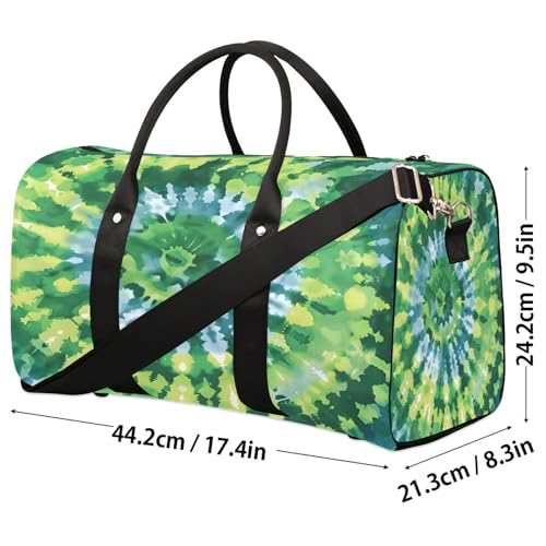Tie Dye Green Travel Duffle Bag, Sports Gym Bags for Women Men, Carry On Weekender Overnight Workout Airplane Trips Bag4