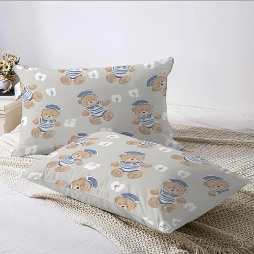 Parure de lit ours marin 220x240 gris en microfibres