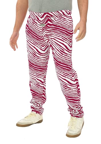 Zubaz Mens Z88 2-Color Zebra Pants - Red/White X-Large