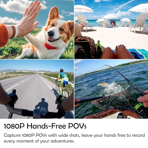 Bayehngs Mini caméra d'action pouce, petite portable, vlogging POV mains libres pour casque vélo, moto (ensemble simple 64 Go) – Image 4