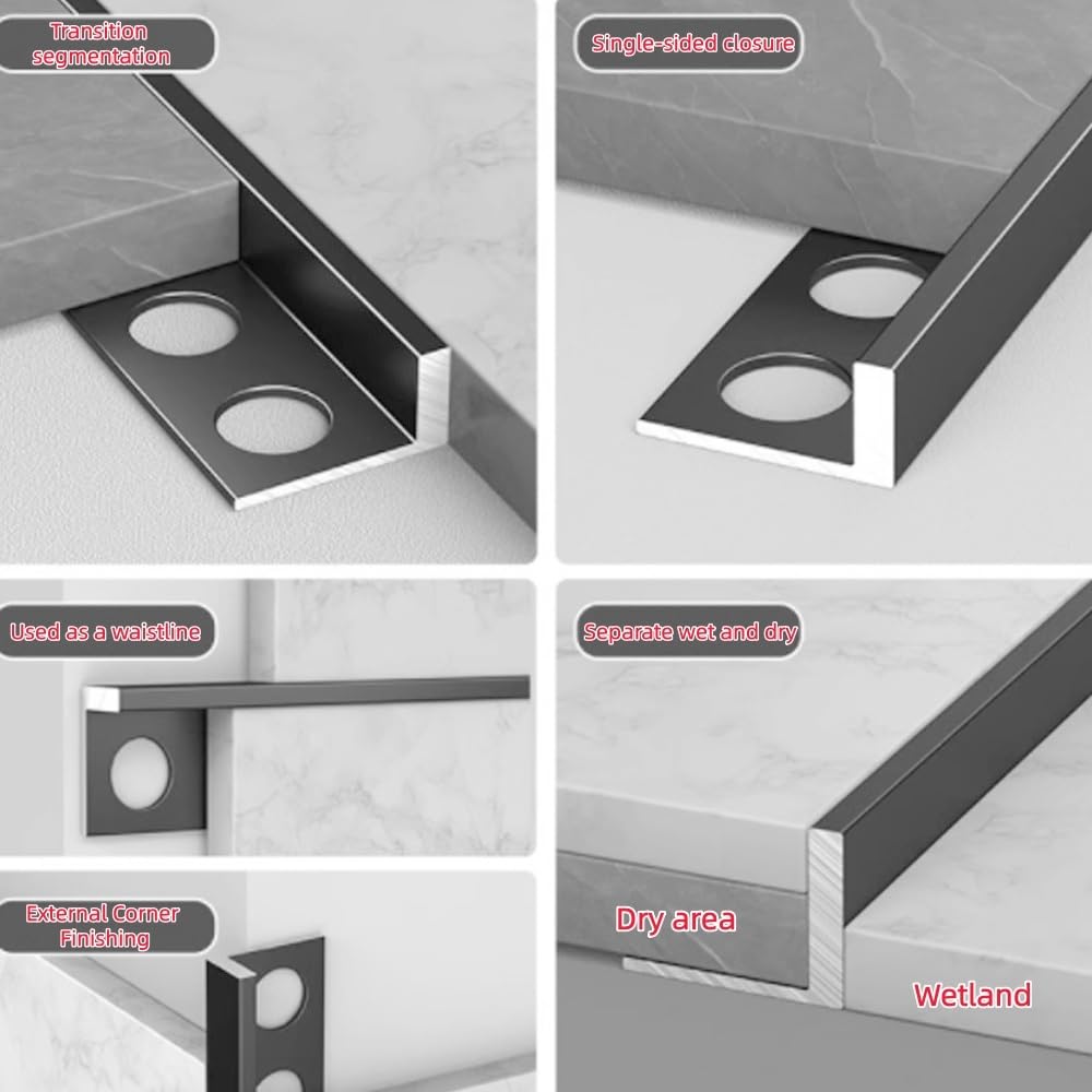 Aluminiowa listwa do płytek w kształcie litery L, paski przejściowe do blatów kuchennych i narożników ściennych, trwały ochraniacz narożny, wys. 18 mm