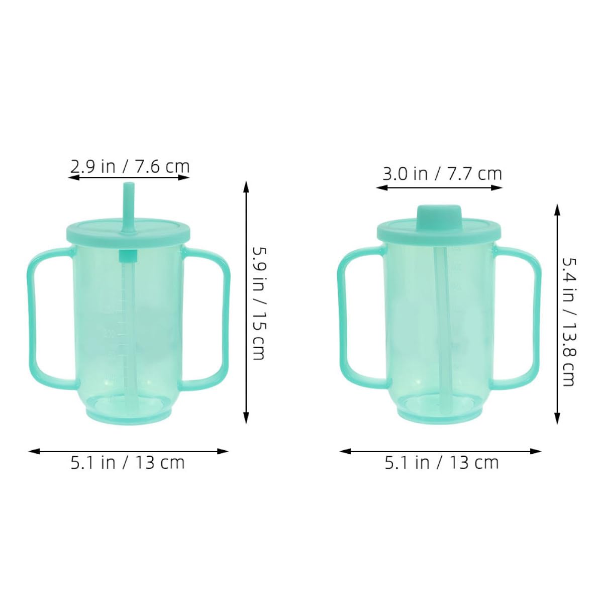 2 Stück Pflegebecher 350ml Kunststoff Grün für Senioren