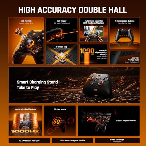 Image of BIGBIG WON Wireless Controllers, Gale Hall PC Controllers Motion Control, Hall Joysticks&Triggers, PC App Game Controllers for Switch /Switch2 /iOS /Android Wireless Gaming Controller