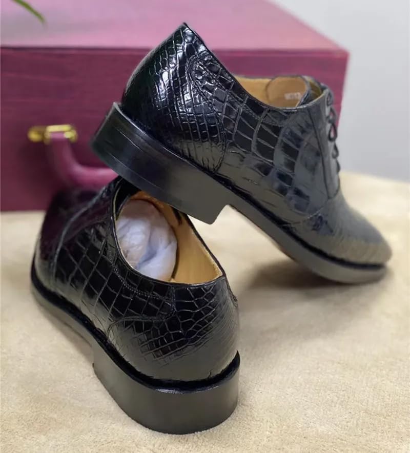 Authentic Crocodile Belly Skin Handmade Businessmen Dress Oxfords Genuine Alligator Leather Square Toe Male Lace-up Formal Shoes4