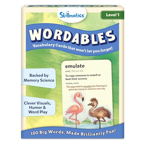 Skillmatics Vocabulary Flash Cards for Kids - Learn 100 Words with Wordplay, Visuals, & Soundplay, Educational Gift for Ages 8, 9, 10 & Up, Screen-Free Language Game