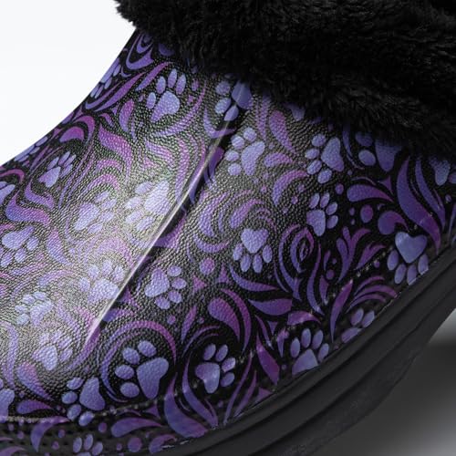 GreaterGood Paw Print Slide Slippers for Women Indoor Outdoor Clogs with Removable Fleece Lining Non Slip Comfortable Shoes4