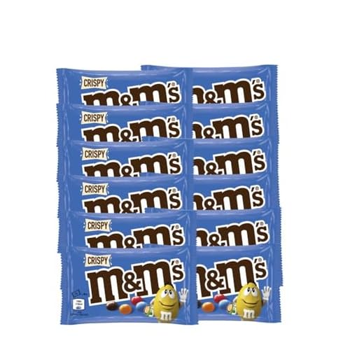 M&Ms Crispy 12x 36g Schokolinsen Knusperreiskern in Milchschokolade mit Zuckerüberzug
