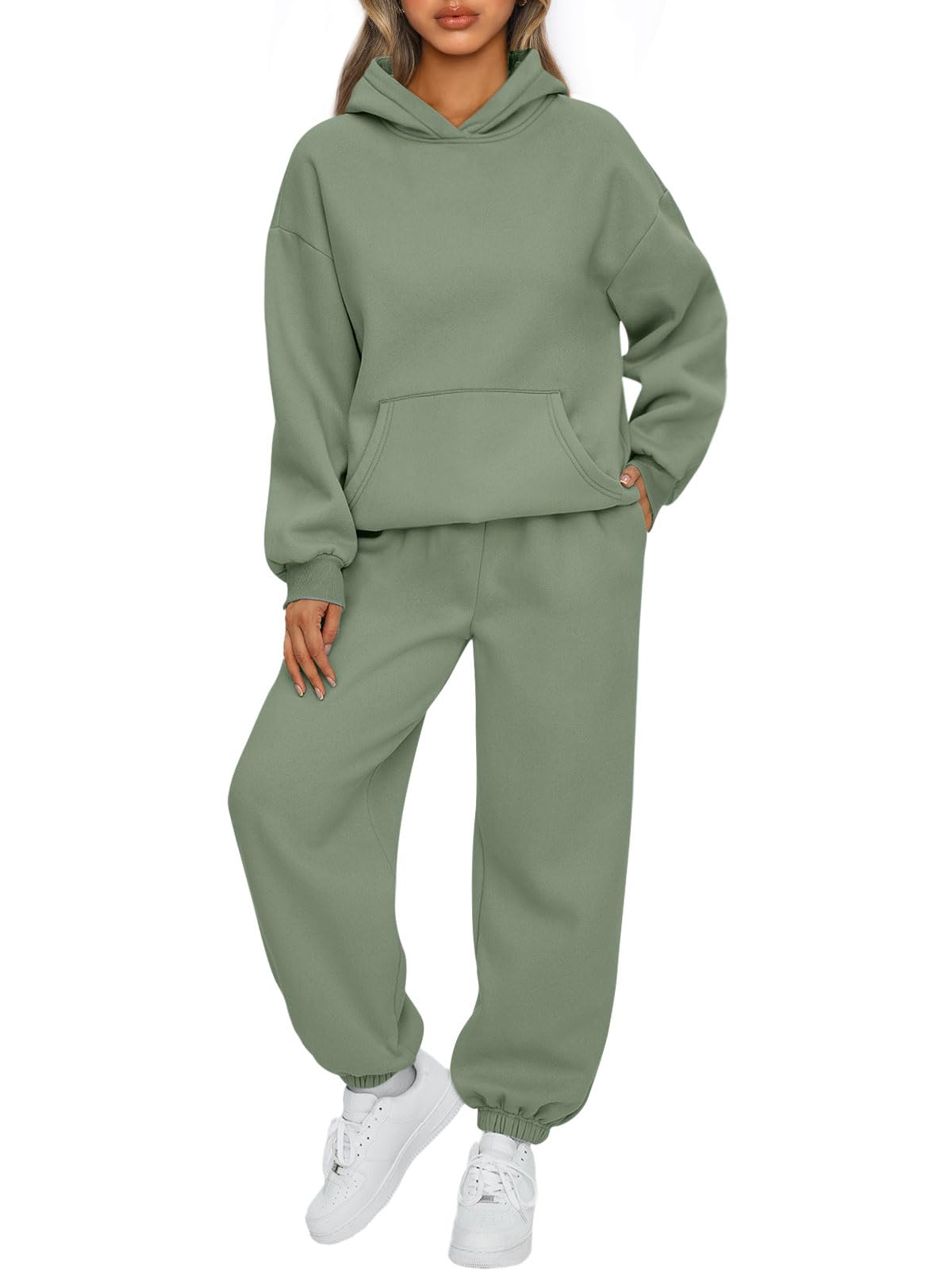 AUTOMETWomens 2 Piece Outfits Lounge Hoodie Sweatsuit Sets Oversized Sweatshirt Baggy Fall Fashion Sweatpants with Pockets