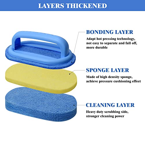 Wigoo Cleaning Sponge With Handle, Bathroom Sponges For Cleaning, Heavy Duty Non-Scratch Scouring Pad, Handheld Scrubber For Bathtub Shower Tile Tub Floor Wall Grout Kitchen Sink Cleaning Brush #TOP1