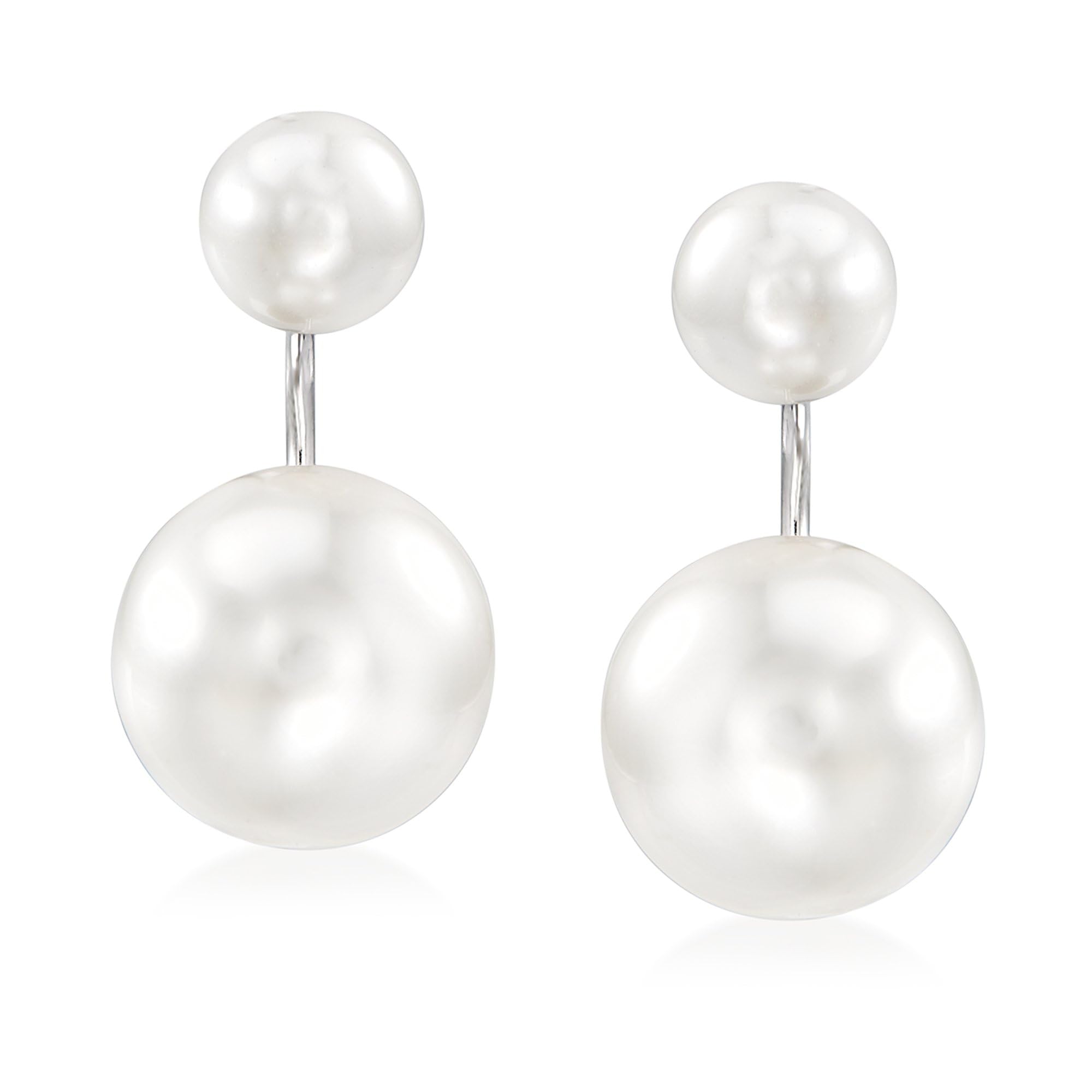 Ross-Simons6.5-12.5mm Shell Pearl Front-Back Earrings in Sterling Silver