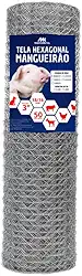 Tela Metálica Galinheiro Hexagonal Fio 18 1,00 m rolo com 50 metros Porco Carneiro - Makrometal