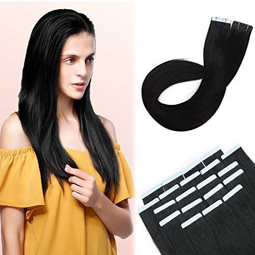 Human Hair Tape in Extensions Down 18 Inch Black 100g