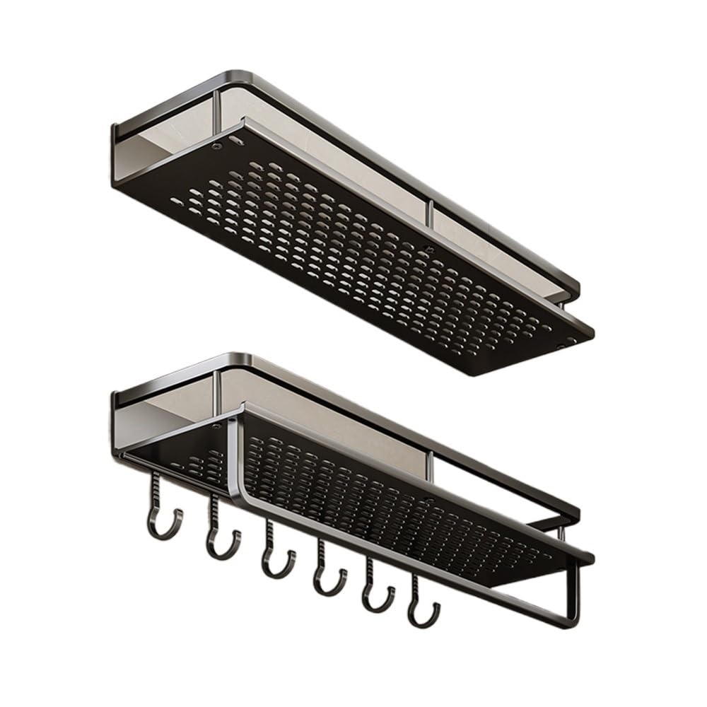 saditesdk Bathroom Shower Caddy Kitchen Adhesive Shower Shelves Organizer Rustproof Floating Storage Rack with Hooks No Drilling 2