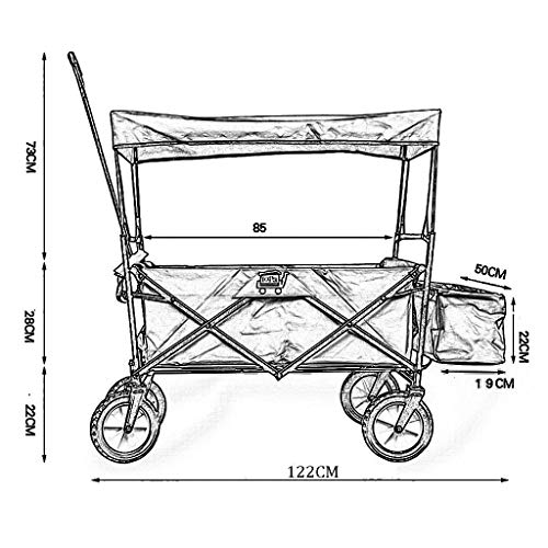 Carrito plegable para jardín con toldo, resistente, capacidad de carga 80 kg, color verde oscuro miniatura 2