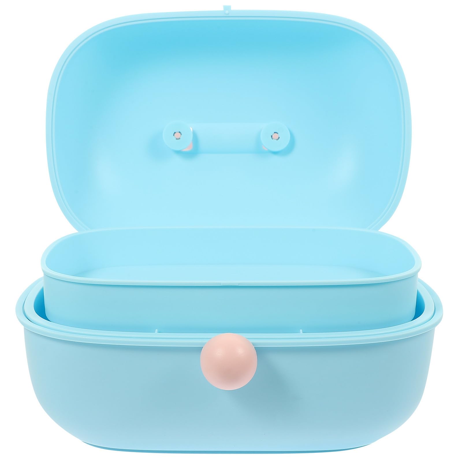 Boîte à trois couches bleu pour accessoires cheveux : votre salon de manucure à la maison