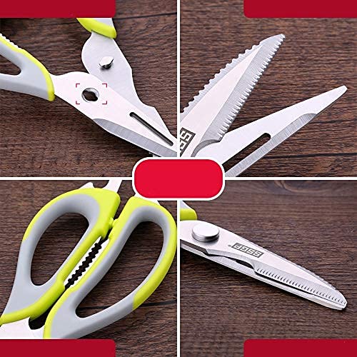 Tijeras de cocina, tijeras de cocina 6 en 1 abridor de acero inoxidable multifunción/cáscara de nuez abierta/carne cortada/escamas de pescado de desecho