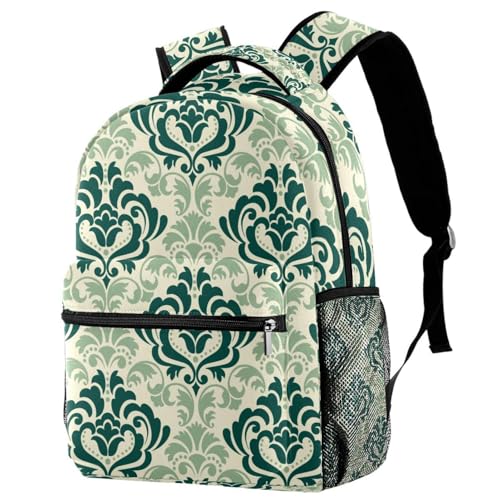 Sac de voyage pour femmes et adolescentes avec motif damassé vert unique