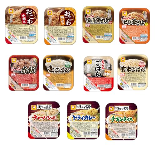 【JAVIET KAISHA】マルちゃん レトルトごはん パック 11種11食 詰め合わせ セットあったかごはん、麦ごはん、玄米ご飯、赤飯、 おこわごはん、釜めしごはん, 街かど食堂, パックご飯 常温 レンジ ご飯 (1.11種11食)