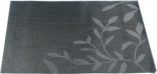 Image of Potency Table Mats Set of 4, Woven Placemate for Dining Table, Heat-Resistant Placemats Stain Resistant Anti-Skid Washable PVC Table Mats, Vinyl Placemats for Dining Kitchen Restaurant Table (C-Black)