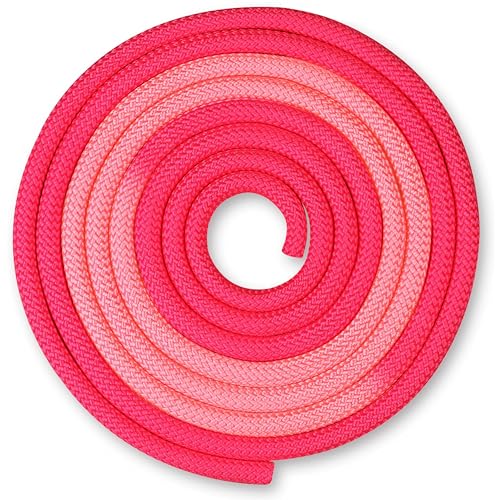 DRUNA Cuerda de Gimnasia Rítmica Ponderada 165 gr. Largo 3 mts., Cuerda para Entrenamiento, Cuerda de Salto de Gimnasia, Ejercicios de Cuerda (Fucsia- Rosa)