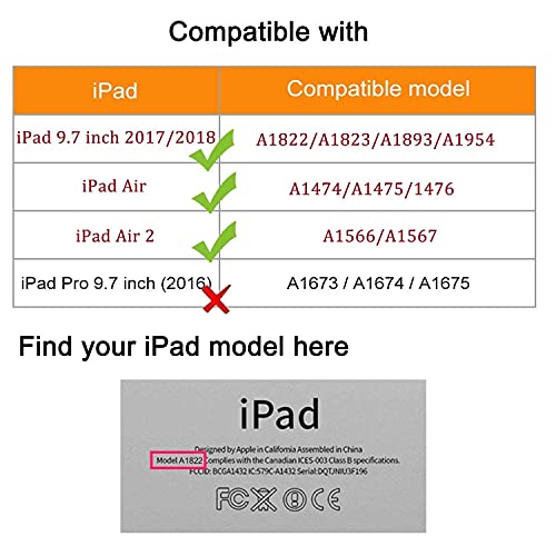 Rotating Case for iPad 9.7 Inch 2018 2017 / iPad Air 2 Case - 360 Degree Rotating Stand Protective Cover with Auto Sleep Wake for iPad 9.7 inch (6th Gen, 5th Gen) / iPad Air 2/ iPad Air (Brown) by Rouceyxin - Image 2