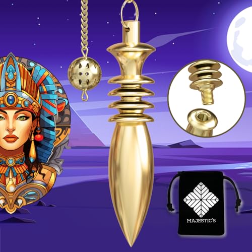 Pendule Egyptien de Radiesthésie KARNAK en Laiton Doré (25 gr) et sa Chaîne - Pendule Divinatoire DELUXE - Modèle DELUXE [GARANTIE A VIE] - Marque Française