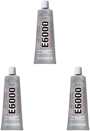 E6000 Adhesivo de alta viscosidad, 3.7 onzas líquidas, paquete de 3, transparente, 3 onzas líquidas