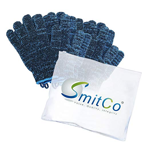 SMITCO Exfoliating Gloves Dead Skin Remover for Body - 8 Exfoliator Washcloths for Men and Women for Shower or Bath - Mitt Scrubbers Are Machine Washable, Thicker, Rougher and Bigger Than Most