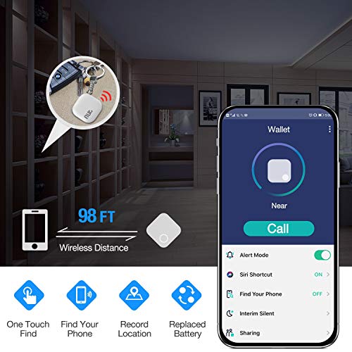 Key Finder, DinoFire Key Finder with App for Android/iOS Phone, Key Finder Locator for Purse Wallet Keychain, Phone Finder with One Touch Find & Anti-Loss Function, White