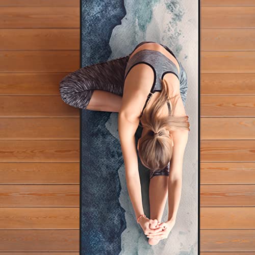 QiyI-Yoga-Mat-Towel-with-Corner-Pockets-Non-Slip-Sweat-Absorbent-Hot-Yoga-Towels-Soft-Yoga-Blankets-with-Travel-Bag-Skidless-Mat-Cover-for-Workout-Gym-Fitness-70x26-Watercolor-Mountain