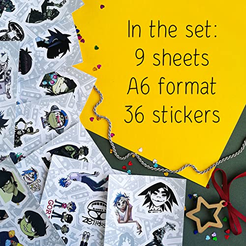 Image of 36Pcs Rock Band Stickers, Alternative Hip Hop Band Stickers, Guitar Decals, Merchandise, Music Emblems and Decals, Gifts for Women & Men