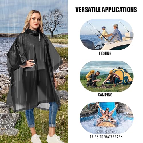 Image of ORILEY EVA Raincoat Poncho 70 GSM with Adjustable Hood Full Sleeves Knee Length Unisex Universal Size Water Resistant Outdoor Rainwear for Bike Riders Men and Women (Pack of 1, Black)