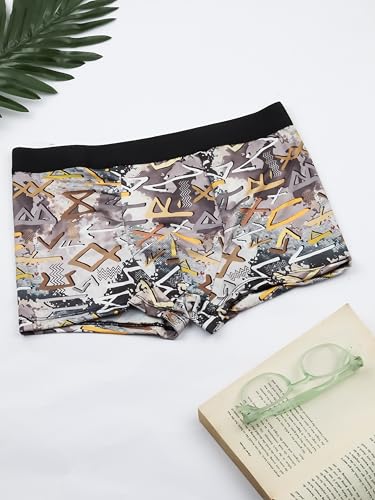 Image of JARVO Men's Extra Thin Elastic Underwear Long Comfortable Ice Silk Breathable Comfort Printed Brief-Boxer-Trunks Imported Material Pack of 4