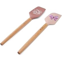 Dolly Parton Silicone Spatula Spoon and Scraper Spatulas with Beechwood Handles, Mosaic Butterfly Design, Heat-Resistant, 2 Piece, 12 Inch