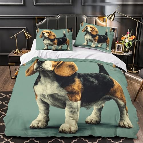 Housse de couette microfibre ultra douce au motif de Beagle vintage résistant - 2