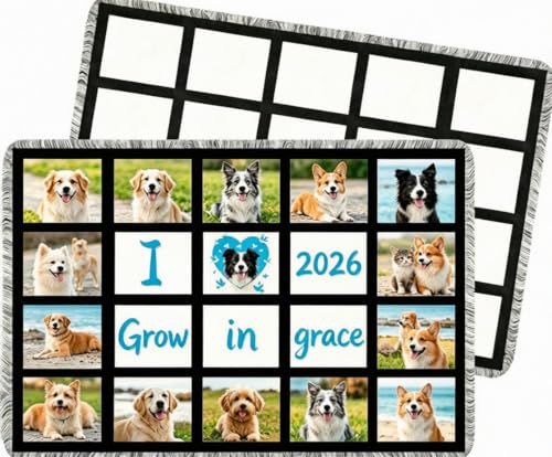 LYFLES 2 Pack 40"x60" Sublimation Blank Throw Blankets - 100% Polyester Blanks for Heat Press DIY - 20 Photo Panels for Custom Picture Collage, Soft Flannel