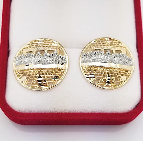Men's Gold Last Supper Earrings 10K Yellow Gold Large Round Earrings2