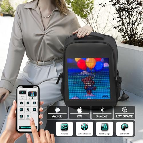 Image of Led Backpack with App Control Programmable Screen,17 inches Laptop Backpack,Waterproof led bag, Travel, Motorcycle Backpack