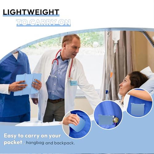 Image of Nursing Clipboard Foldable Without Edition Cheat Charts, 3 Layers Aluminum, Nurse Board w /Low Profile Clip&Pen Clip Pocket, Light Blue