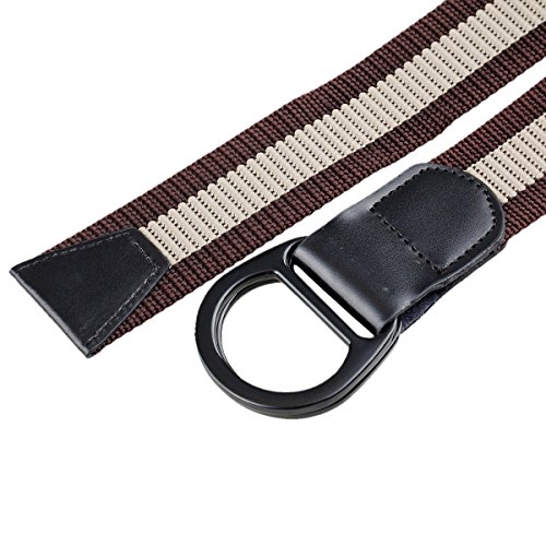 squaregarden Men's Nylon Webbing Belt, Pu Leather Double D-Rings Black Buckle Web Belts2