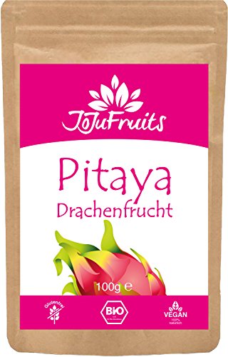 JoJu Fruits - Drachenfrucht Pulver Bio (100g) - (Vegan, Glutenfrei, Laktosefrei) Superfood aus Pitaya (Pitahaya)