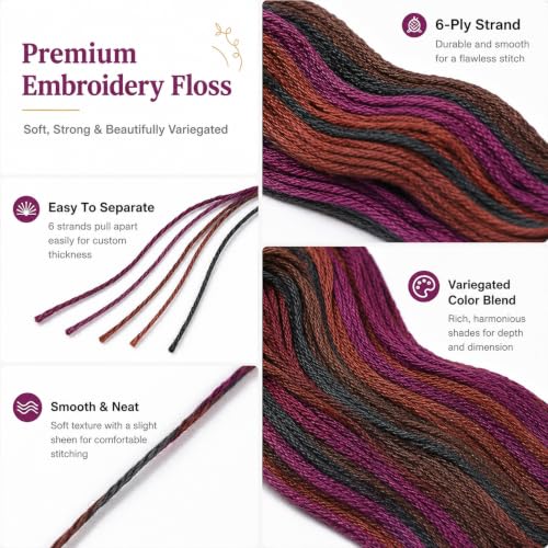 Image of FASHEWELRY 10 Skeins Embroidery Floss Thread 0.5mm Dyed Cross Stitch Floss 6-Ply Friendship Bracelet String for Jewelry Making Bracelets Sewing Knitting Stitching Craft DIY (Deep Magenta)