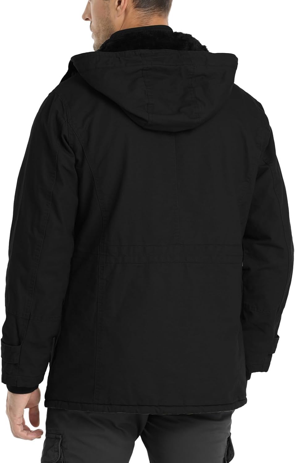 CHEXPEL Men's Thick Winter Jackets with Hood Fleece Lining Cotton Military Jackets Work Coats with Cargo Pockets Outwear - Image 2